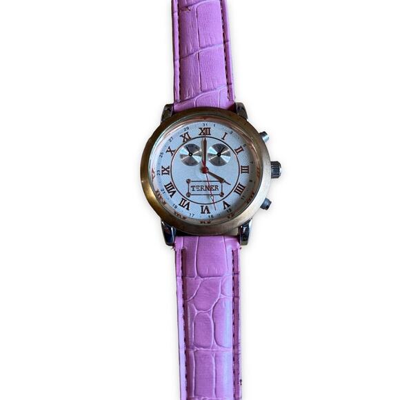 Bijoux Terner Pink Leather Women's Watch Chronograph Analogue Battery Needed - Picture 2 of 12